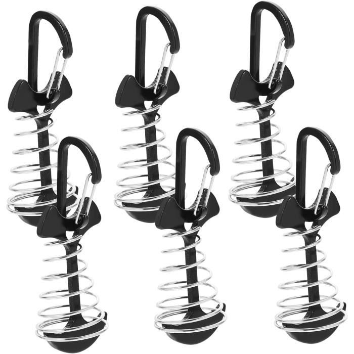 6 Piquets D'ancrage AVRUYPI - Alliage Aluminium Et Acier - Pour Tentes, Terrasses, Camping - Avec Mousquetons