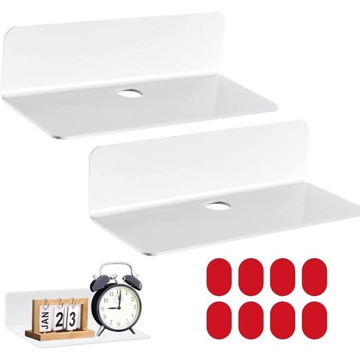 Lot De 2 étagères Murales Sans Perçage HEALEEP - Blanc, 19 X 7,5 X 5 Cm - Pour Salle De Bain, Cuisine, Rangement Shampoing, Cosmétiques