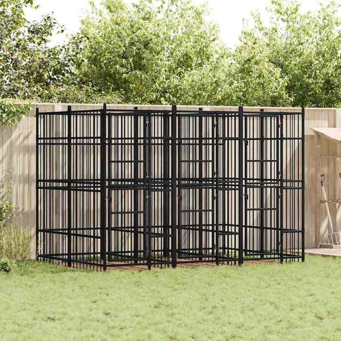 vidaXL Chenil d'extérieur pour chiens Acier 5 53 m²