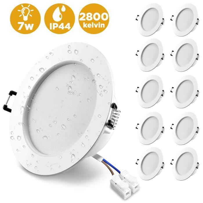 Spots LED Encastrables Dimmables IP44 - Lot De 5, 7W 6000K, Salle De Bain, Extra Plats