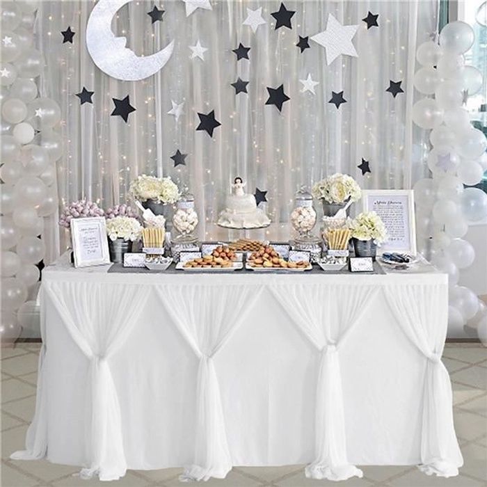 Bea's Party Nappe rectangulaire Blanche, Grande Nappe Blanche, Nappe XXL,  Nappe Blanche Tissu, Polyester, Blanc pour Mariage, evenement, cocktel