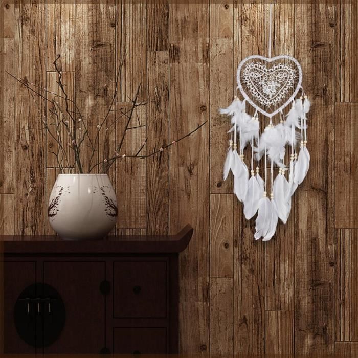 Attrape-rêves En Forme De Lune Noir Et Bleu - Décoration Murale Faite à La Main Avec Plumes - Pour Chambre, Salon - Longueur Totale 51 Cm