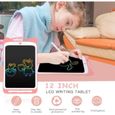 Tablette d'Ecriture LCD Enfant 12” Ardoise Magique Coloré - AGPTEK - Rose - Grand Ecran - Sans Papier - Portable-1
