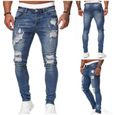Jeans Hommes Pantalon en Denim Skinny Cargo Bleu2 LH0507PT113-1