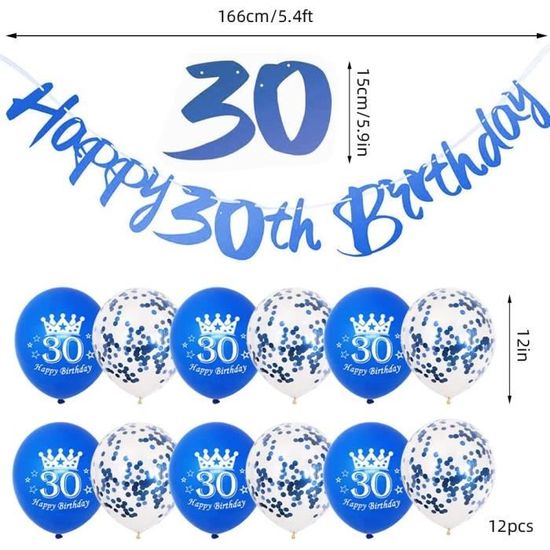 Coicok 24 Pièces Décoration Anniversaire - Ballons, Bannière Joyeux Anniversaire, Doré Et Confettis Pour Fête Homme Femme