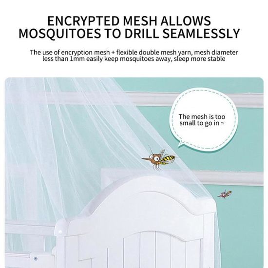Nicoone Moustiquaire pour Berceau Nouveau-né bébé dôme Filet Pliable Protection Insectes Dentelle délicate décoration Excellente respirabilité