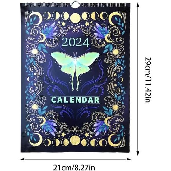 Sorciere 2024, Calendrier Lunaire La Forêt Sombre 2024, Calendrier Mural  Coloré Avec 12 Illustrations Originales