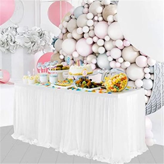 Jupe De Table En Tulle Rose 183x77cm - Décoration Pour Mariage, Anniversaire, Fête, Noël