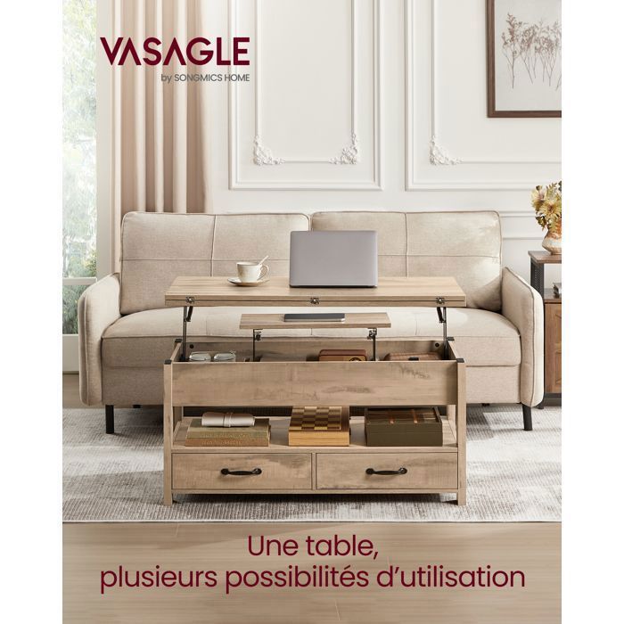 Lift-Top Coffee Table with Gas Spring and Storage