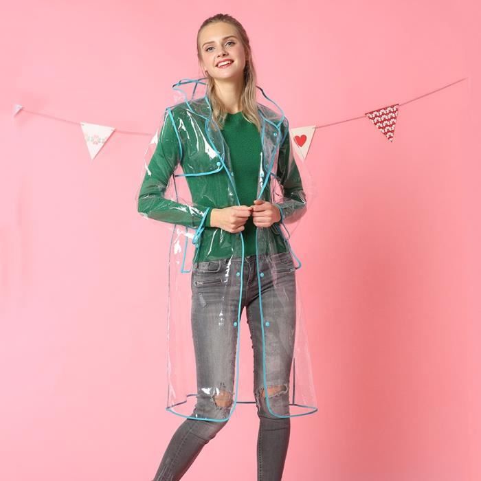Trench Veste imperm able en plastique TRANSPARENT pour homme et
