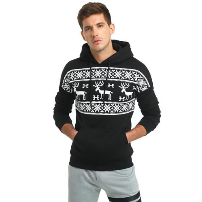 Sweat à Capuche De Noël - Pull Festif Doux Avec Bordure En Fausse Fourrure - Homme Femme Unisexe