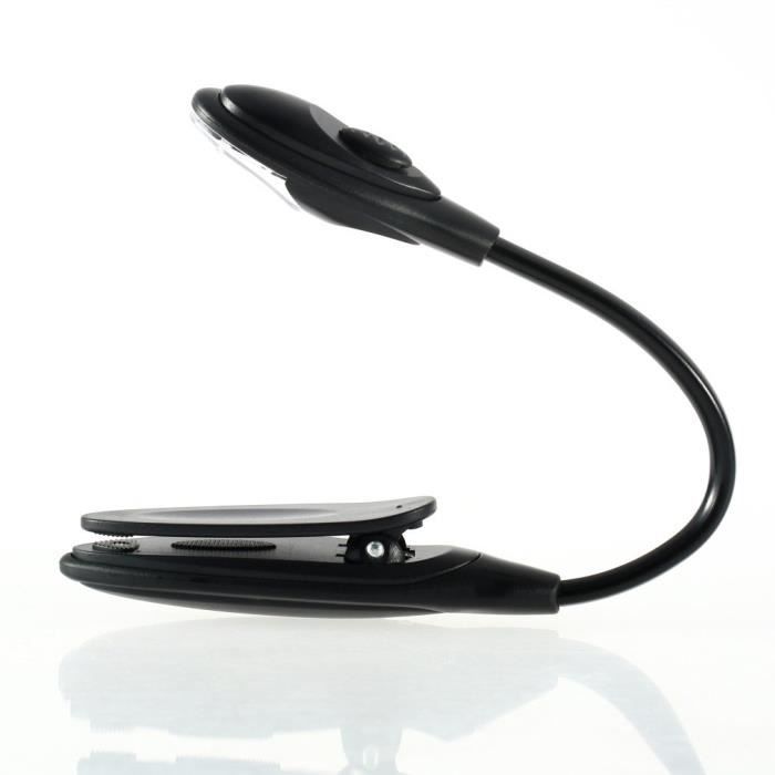 Mini Lampe De Lecture à Pince Flexible - LED Blanche, Alimentée Par Pile - Pour Livre, Liseuse, Voyage - Noire, Longueur 25 Cm