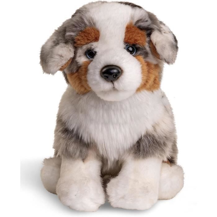 Uni-Toys - Chiot de berger australien assis (sans laisse) - 22 cm (hauteur)  - chien en peluche, animal de compagnie - peluche, p41 - Cdiscount