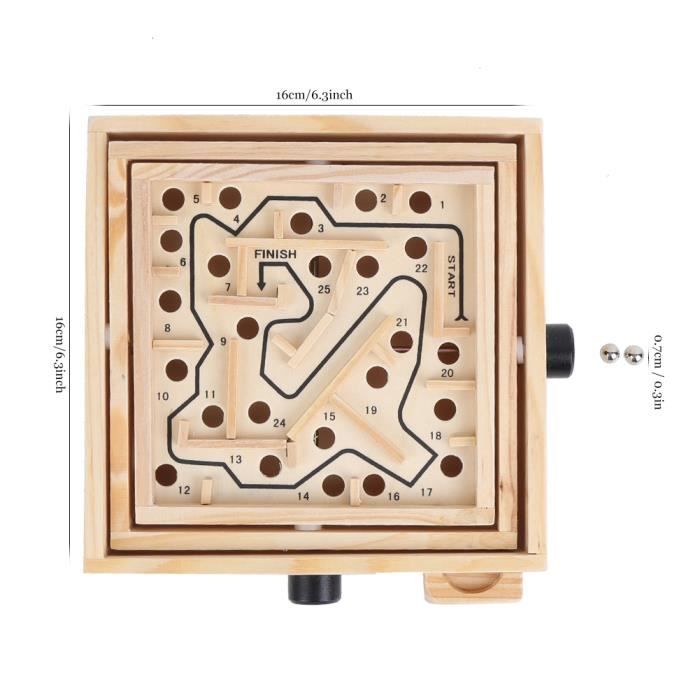 Oshhni Labyrinthe En Bois Avec Bille – Jeu De Société Éducatif Pour Enfants 3-8 Ans – Dimensions 14,5 X 10,5 Cm