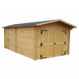Garage en bois massif - Madriers emboîtés 42mm - Dimensions 3,65x6,64m - Surface 24,23m²-2