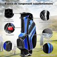 COSTWAY Sac de Golf Léger et Portable avec 5 Compartiments Poches Isothermes 7 Poches Bandoulière Porte-Ombrelle Noir et Bleu-2