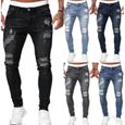 Jeans Hommes Pantalon en Denim Skinny Cargo Bleu2 LH0507PT113-2