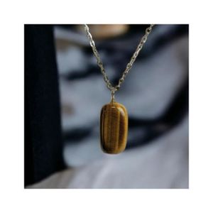 Collier Anti Ondes Mixte avec pendentif métal et pierre Œil de Tigre