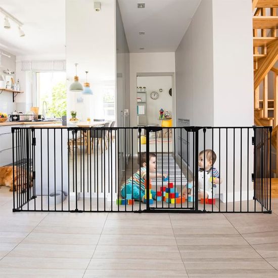 DREAMADE Barrière De Sécurité Enfant Et Animaux 71-120CM Sans Perçage - Blanche Avec Extension