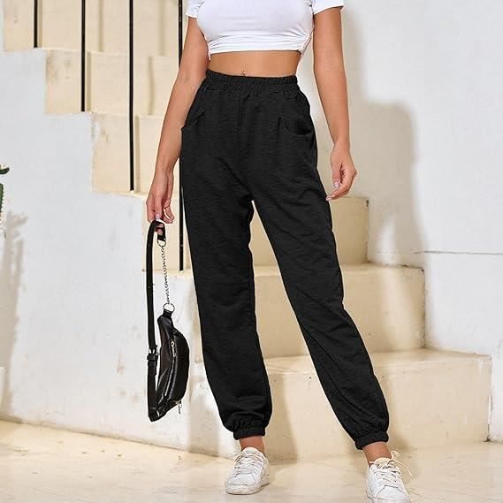 Pantalon Jogging Femme Hiver Jogging Pantalon Ample avec Poches Elastique Taille Haute Baggy Fitness Tracksuit Bottoms noir Noir Cdiscount Pret a Porter