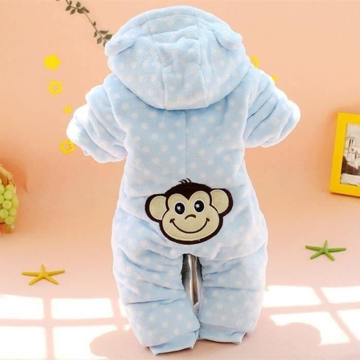 FUNMOON Fille et Garcon Bebe Pyjama Nouveau Barboteuse Hiver Chaude Nouveau Ne 3 12 Mois Bleu Bleu Cdiscount Pret a Porter