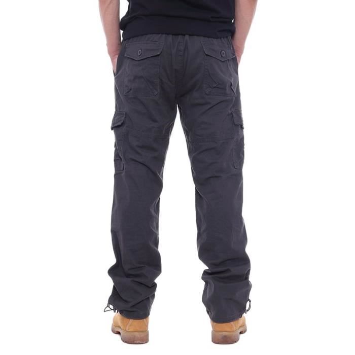 Pantalon Cargo Homme Multi Poches Regular Droit Taille Elastique
