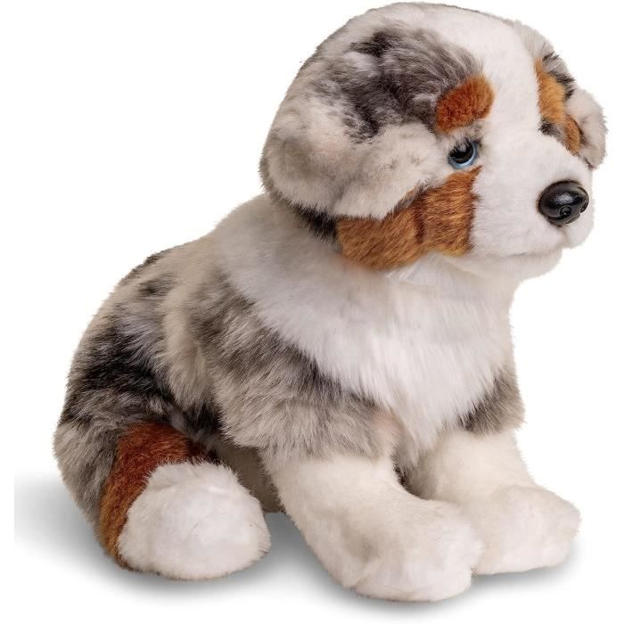 Uni-Toys - Chiot de berger australien assis (sans laisse) - 22 cm (hauteur)  - chien en peluche, animal de compagnie - peluche, p41 - Cdiscount