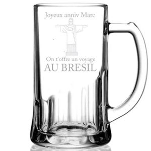 Verre à Bière Personnalisé 57cl - Cadeau Anniversaire 18 Ans Homme, Message & Prénom Gravés, Fabriqué En France