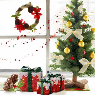 Lot De 3 Boîtes Cadeaux Lumineuses LED Pour Noël – 60 LEDs, Motifs Ombrés, Piles AA – Décoration Sapin Ou Intérieur - 6