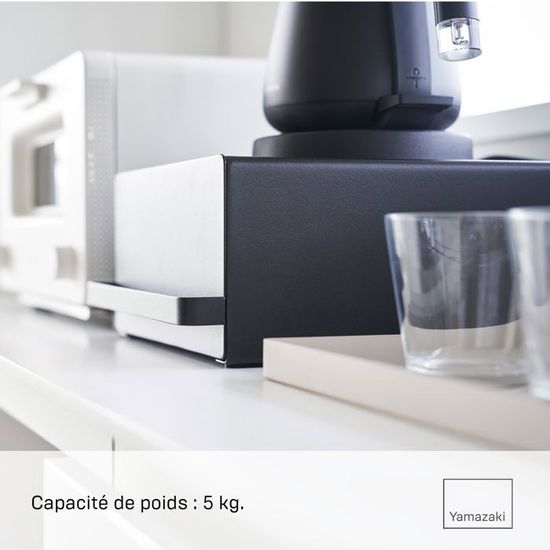 Yamazaki 2019 Tower Sliding Countertop Drawer, Black, Steel/Polypropylene/ Magnet, 22 x 27.5 x 11.5 cm