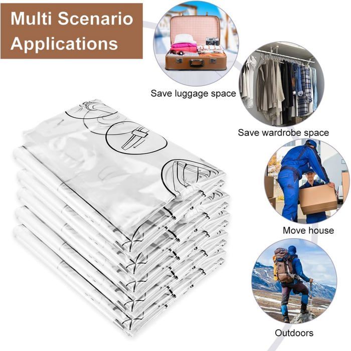 Lot 16 Sacs Sous Vide Vêtements + Pompe Manuelle – Tailles Jumbo/Grand/Petit, Économisez Jusqu’à 80% D’Espace !