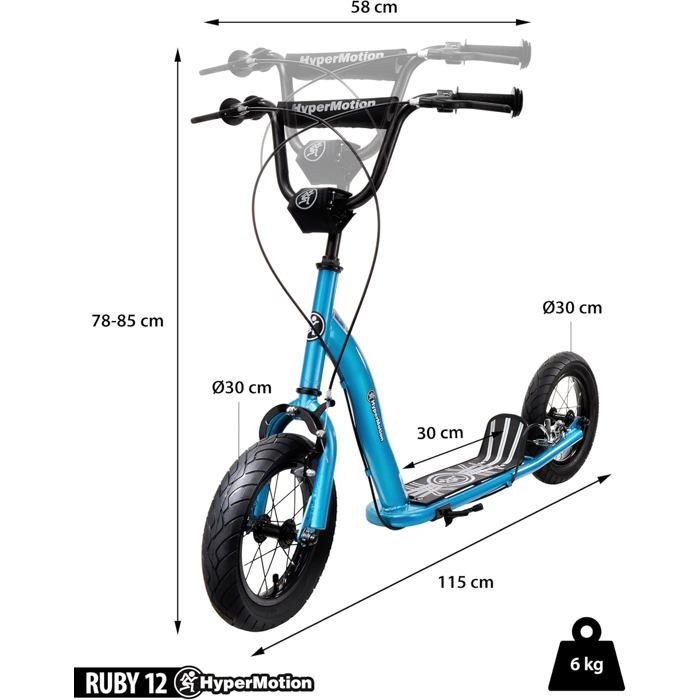 Trottinette - HyperMotion - RUBY 12 - Freins à Deux Mains - Roues