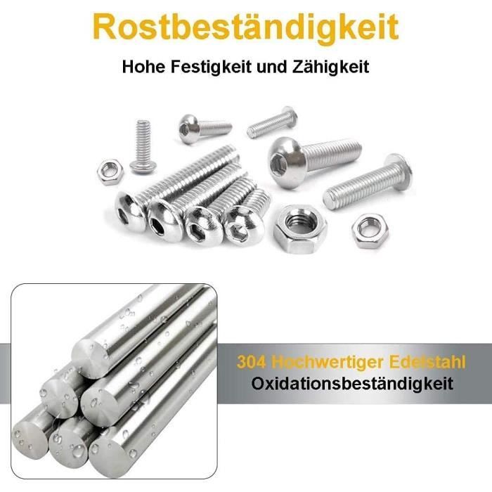 Lot De 25 Vis à Tête Bombée Hexagonale Creuse – 5/16-18 X 1/2 Pouce – Acier Inox 304