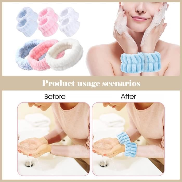 Serre-poignet de spa réutilisable pour femme et fille, bandeau  anti-transpiration pour le lavage du visage, le yoga, la course et le sport