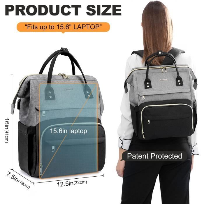 Sac à Dos Ordinateur Portable 15.6 Pouces, Imperméable Sac a Dos Femme Sac  à Dos PC Portable Chic avec Port de Chargement [267] - Cdiscount Bagagerie  - Maroquinerie