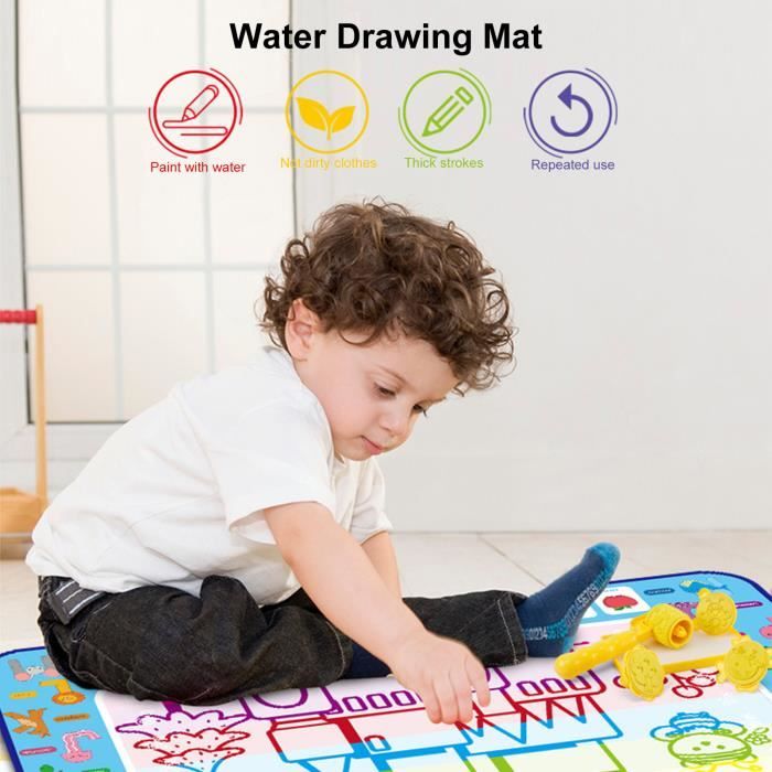 Cuque Tapis de dessin à l'eau Tapis de coloriage à l'eau pour enfants Motif  animal de dessin animé mignon Tapis de dessin pour