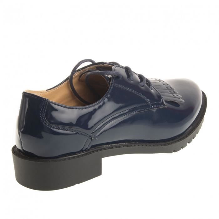 Derbies femme 2025 vernis bleu marine