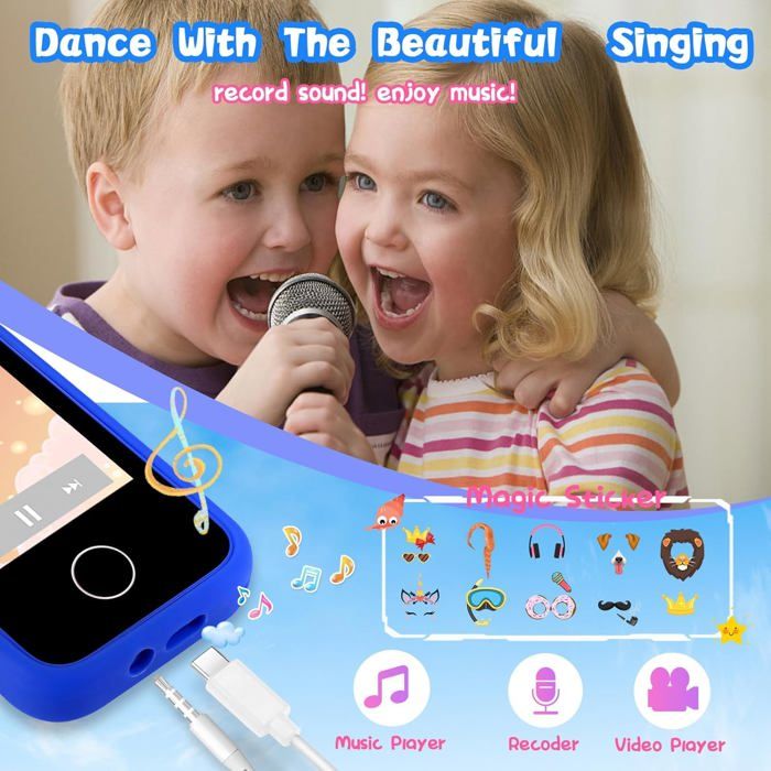 Téléphone éducatif 2.8 IPS pour enfants avec double caméra et musique