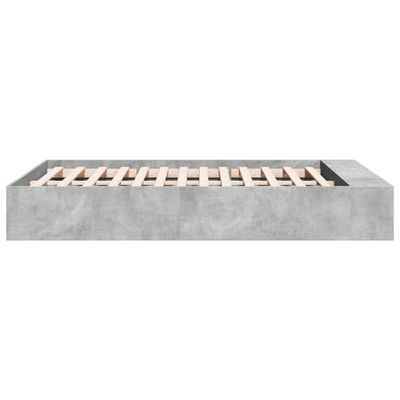 VidaXL Cadre De Lit Gris Béton 135x190 Cm Bois D'ingénierie, Meuble De Chambre à Coucher, Sommier, Lit à Panneaux, Lit, Lit 3281038 - Maison
