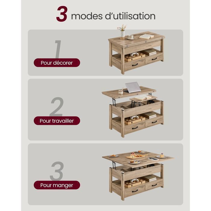 Lift-Top Coffee Table with Gas Spring and Storage