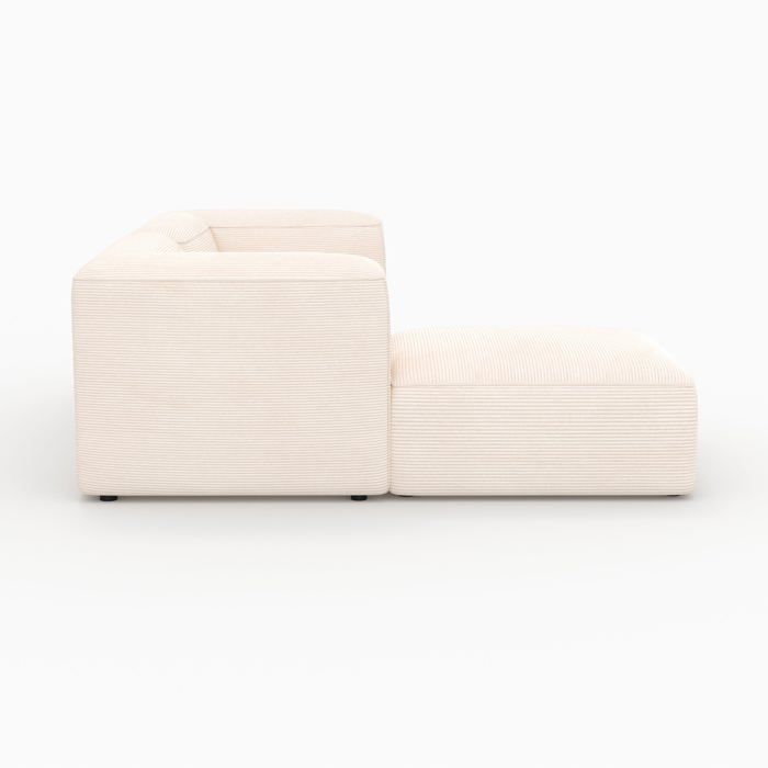 Canapé modulable en velours blanc 2 places avec pouf - Mina - Rendez ...