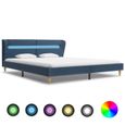 Cadre de lit avec LED Bleu Tissu 180 x 200 cm matelas n'est pas inclus - STRUCTURE DE LIT-0