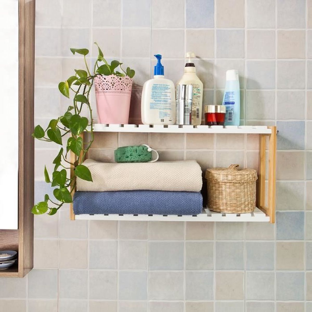 Sobuy Frg27 Wn Etagere Murale Salle De Bain Toilettes Meuble De