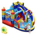DREAMADE Château Gonflable pour Enfant avec Gonfleur 450W, Toboggan, Zone de Saut, Mur d'Escalade, 360 x 290 x 200CM