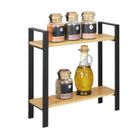 WENKO Etagère à épices LOU, Petit Meuble Etagère de Rangement de Cuisine à 2 Niveaux, Style Industriel, 32x33x11cm, Métal et Bambou