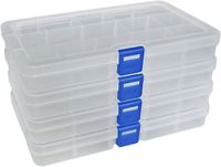 Boîte de rangement en plastique avec compartiments réglables, boîte à bijoux,boîte à outils 15 grilles x 4 paquets, transparent-tmt