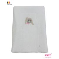 Housse de matelas à langer - STEFF - Lapin - Blanc/rose - 50x70 cm - 100% coton