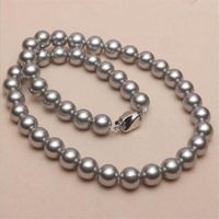 Collier gris 1pcs - Collier de perles en coquillage naturel sauvage pour Femme, ensemble de Bijoux, costume d