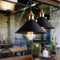 U-Do Lot de 2 Suspension Lustre Luminaire Industrielle Vintage Lampe Noir pour Salon Couloir Cuisine