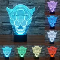 Lion Tête Forme acrylique 3D Lampe 7 Changement de Couleur Animal Led Lumière de nuit USB LED Bureau Lampe